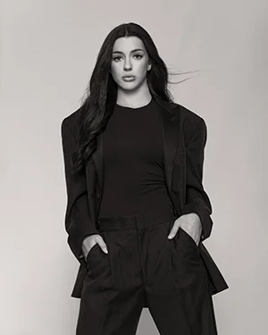 Fashion Model in Calvin Klein Body Suit and Tuxedo