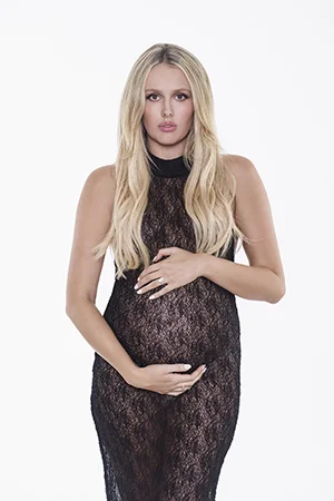 maternity portrait lace-dress pregnant woman