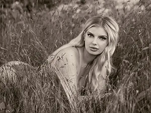 sepia portrait woman tall grass
